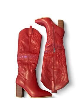 Brand New Red Embroidered Western Cowboy Boots Size 6.5